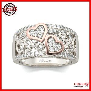 1 Carat Diamond Heart Wedding Band Ring Size 7 Sterling Silver